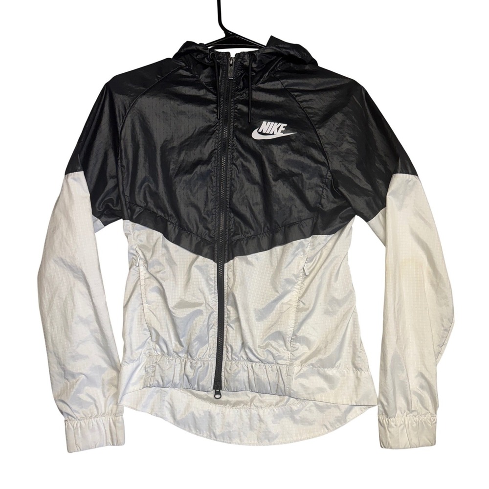 Nike Windrunner Hooded Ripstop Jacket Black White 804947-010 Womens XS